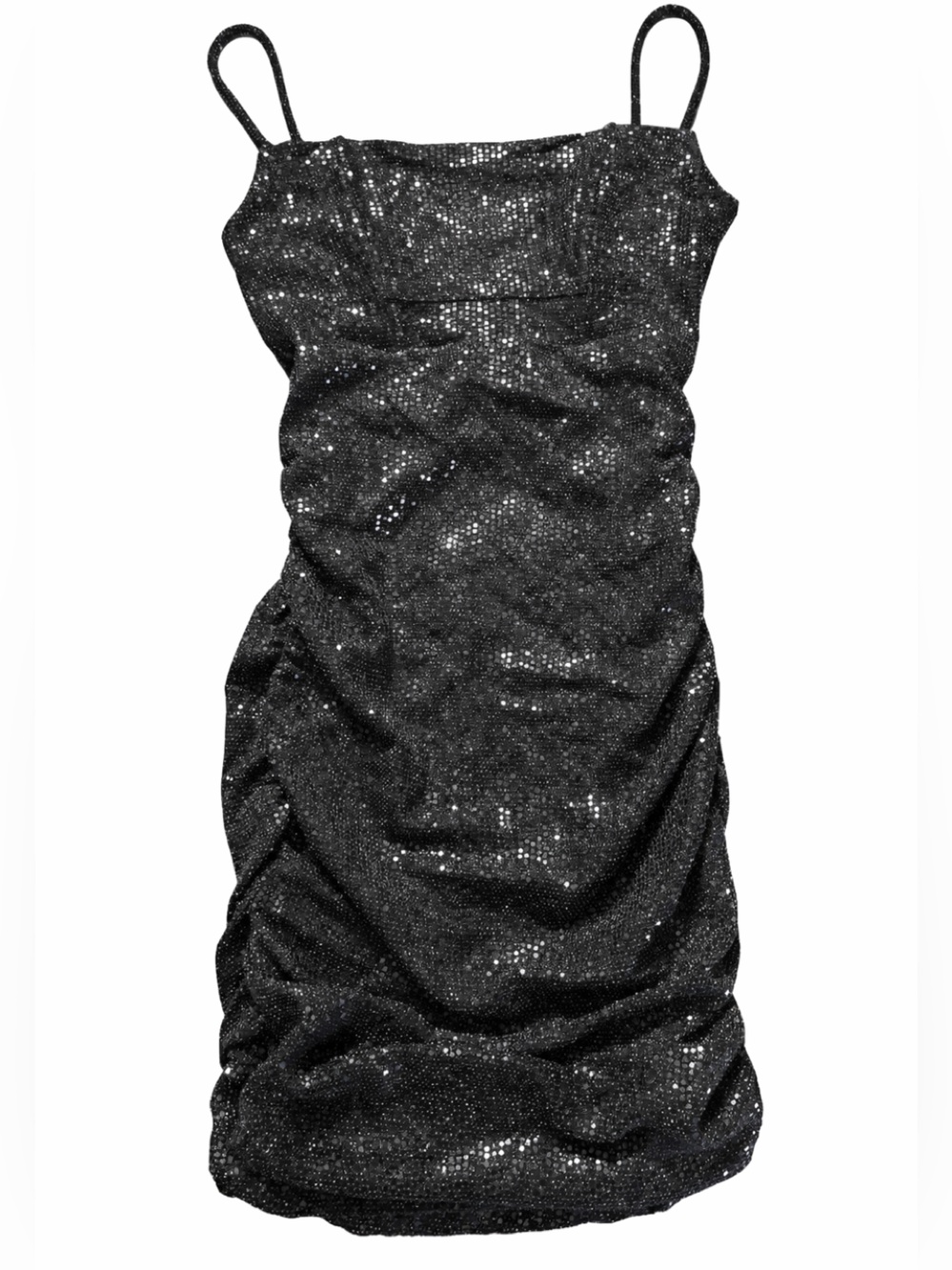 Urban Outfitters Black Sequin Ruched Mini Dress XS